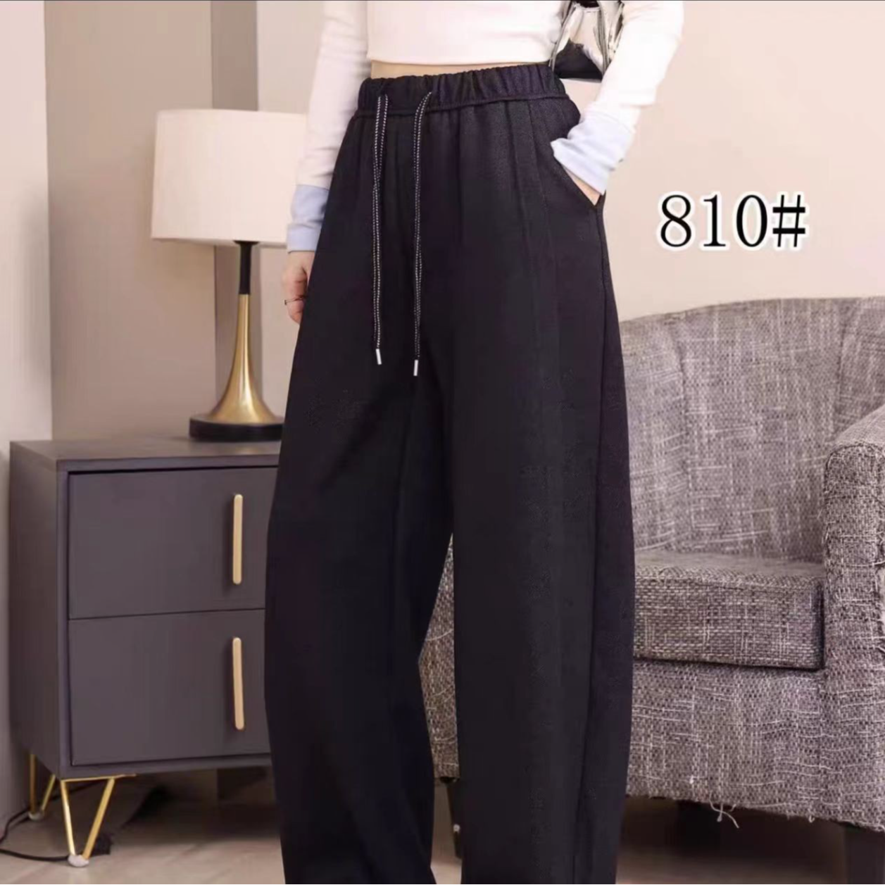 810加绒加厚深色休闲直筒裤