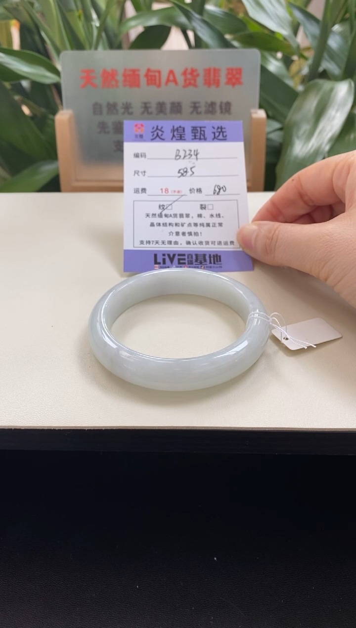 未镶嵌手镯翡翠琴*圈口58.5编码b234