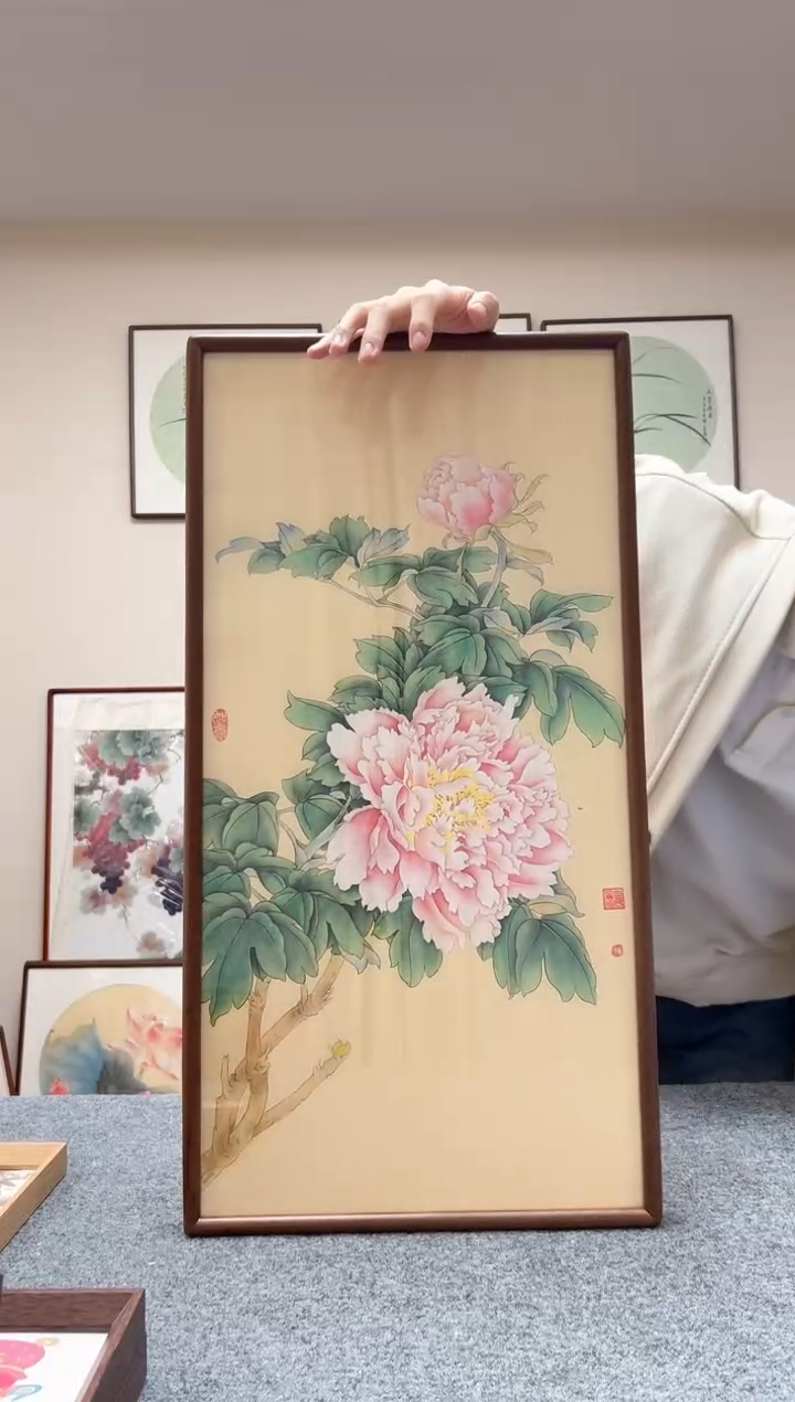 【闪购商品】书法四尺四开工笔牡丹68x35cm