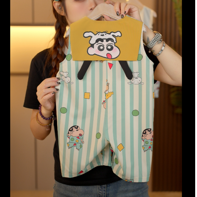 【小新同学】幂姐原创夏季超萌儿童薄款连体外穿服渔夫裤MJX256224