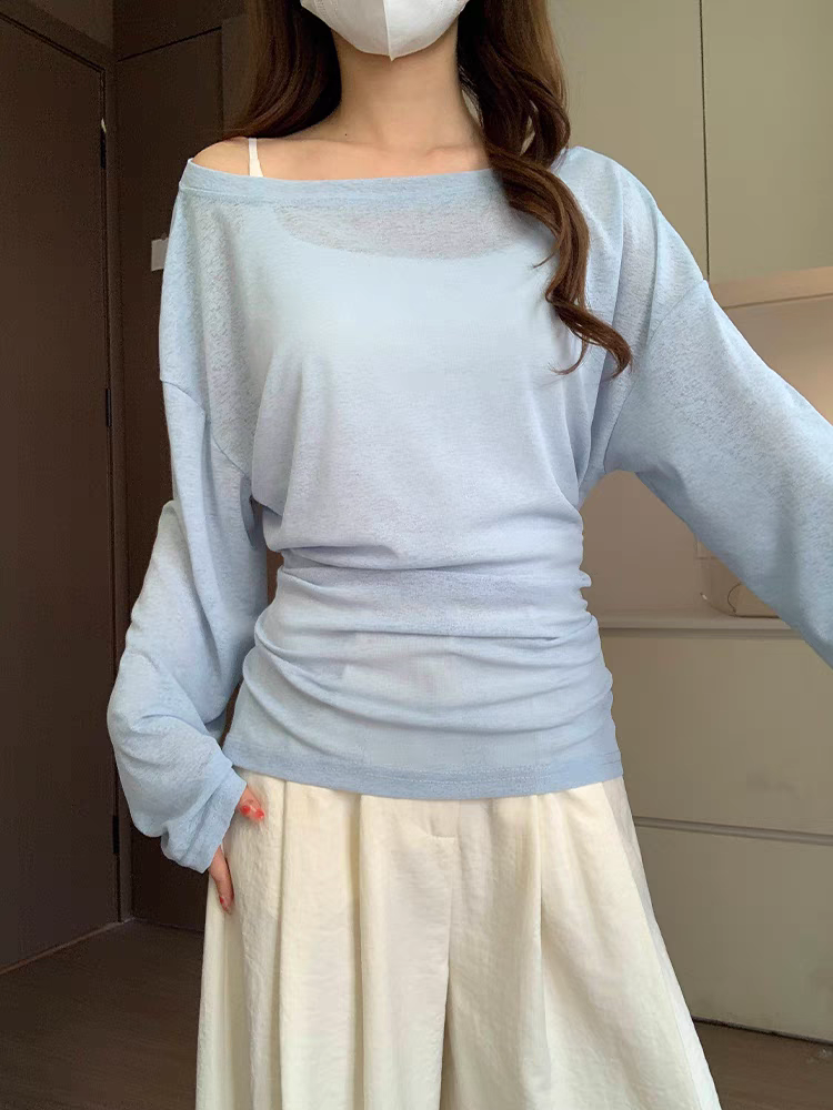 绑带防晒长袖纯欲透气长袖T恤套装宽松显瘦藏族风格