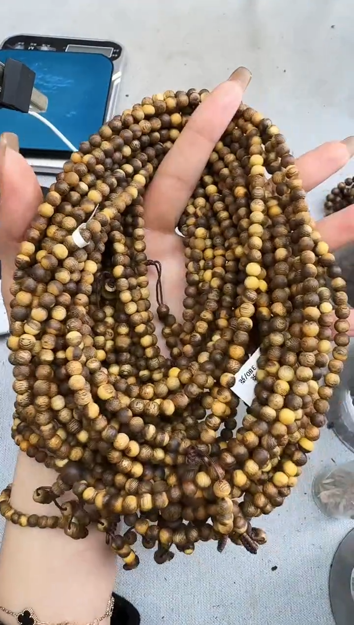 沉香手串05虎斑棋圆珠多圈多样性发一