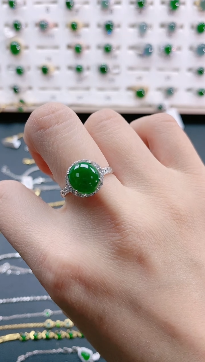 【闪购商品】翡翠戒指银S925镶嵌天然翡翠