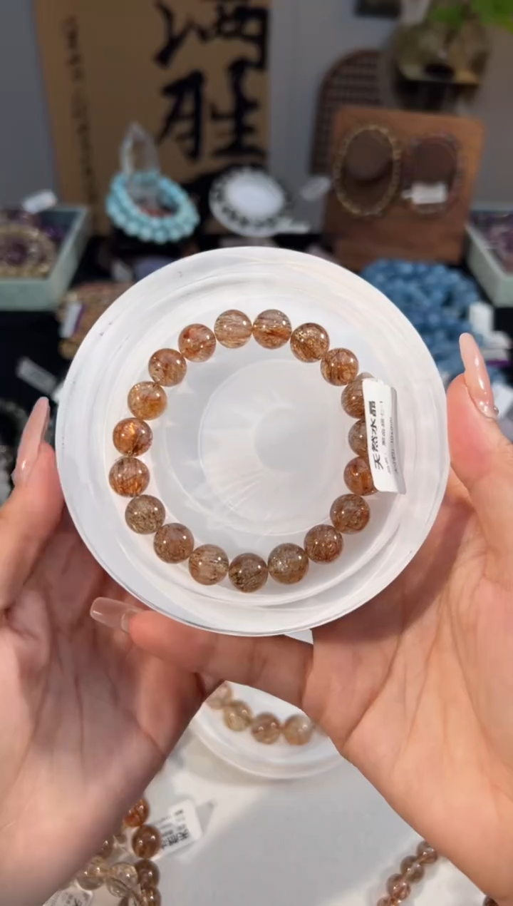 水晶手串未镶嵌黑金超七手串10+