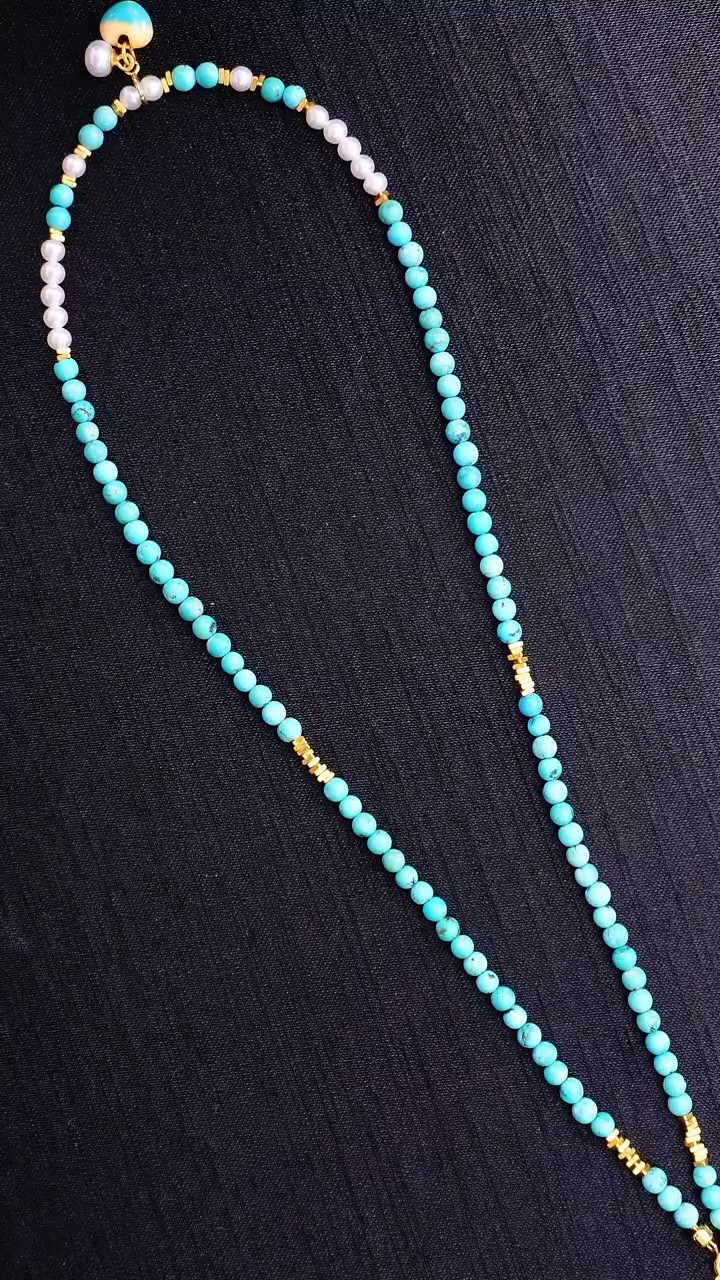 绿松石银S925镶嵌项链发货一件