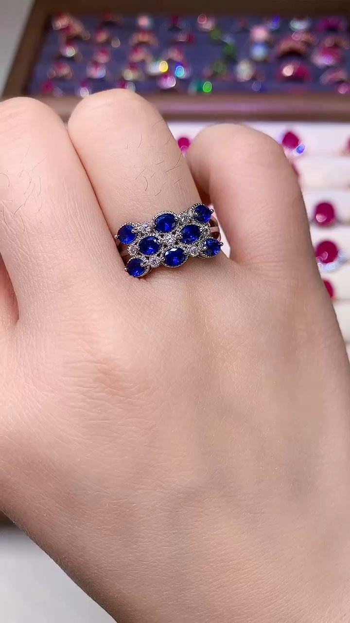 【闪购商品】蓝宝石戒指银S925镶嵌000