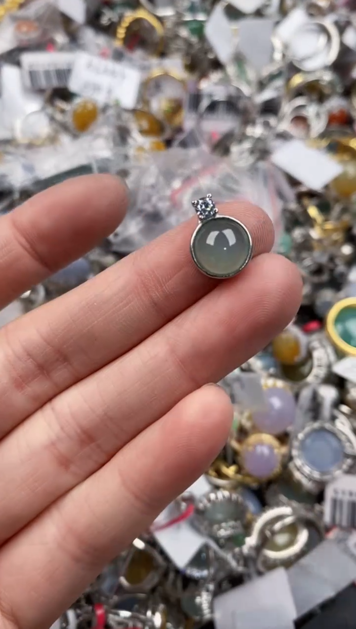 银S925镶嵌戒指翡翠444               4