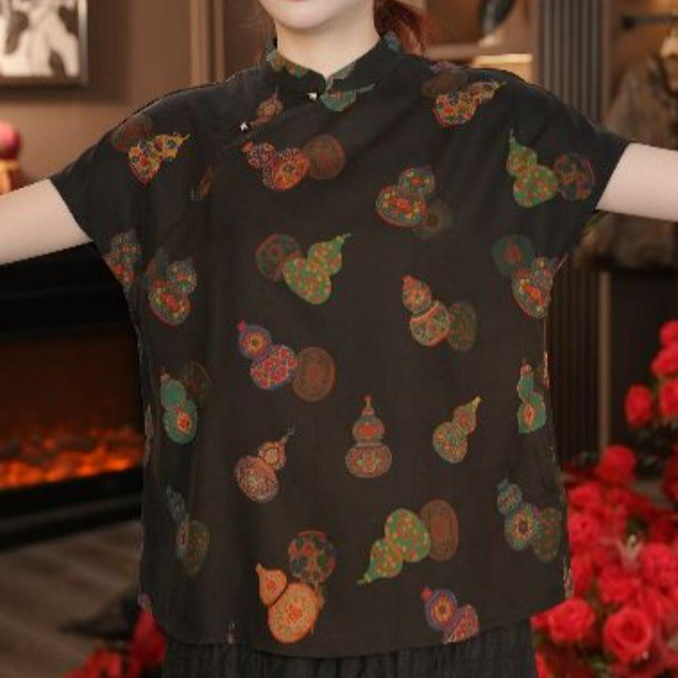 【反季！葫芦小衫】清清限定|100%桑蚕丝旗袍领国风上衣