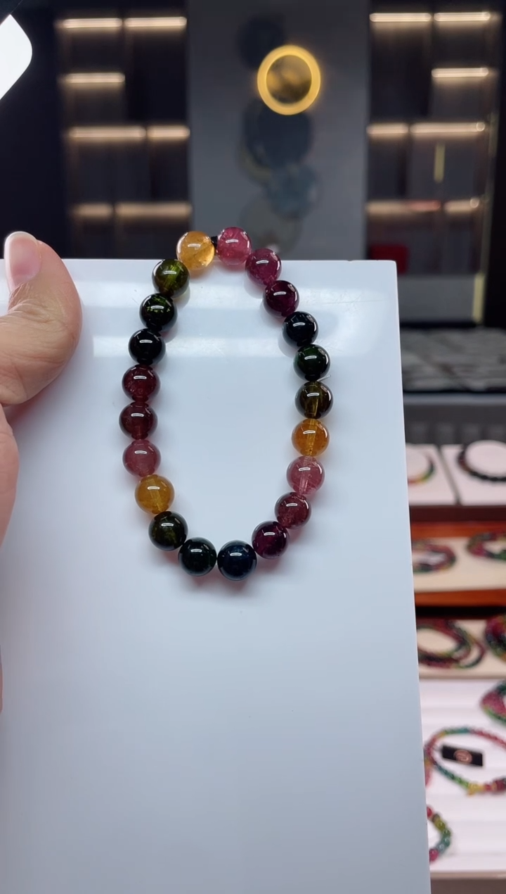 未镶嵌老矿碧玺单圈手串9mm+碧玺（多样性发一条）Q