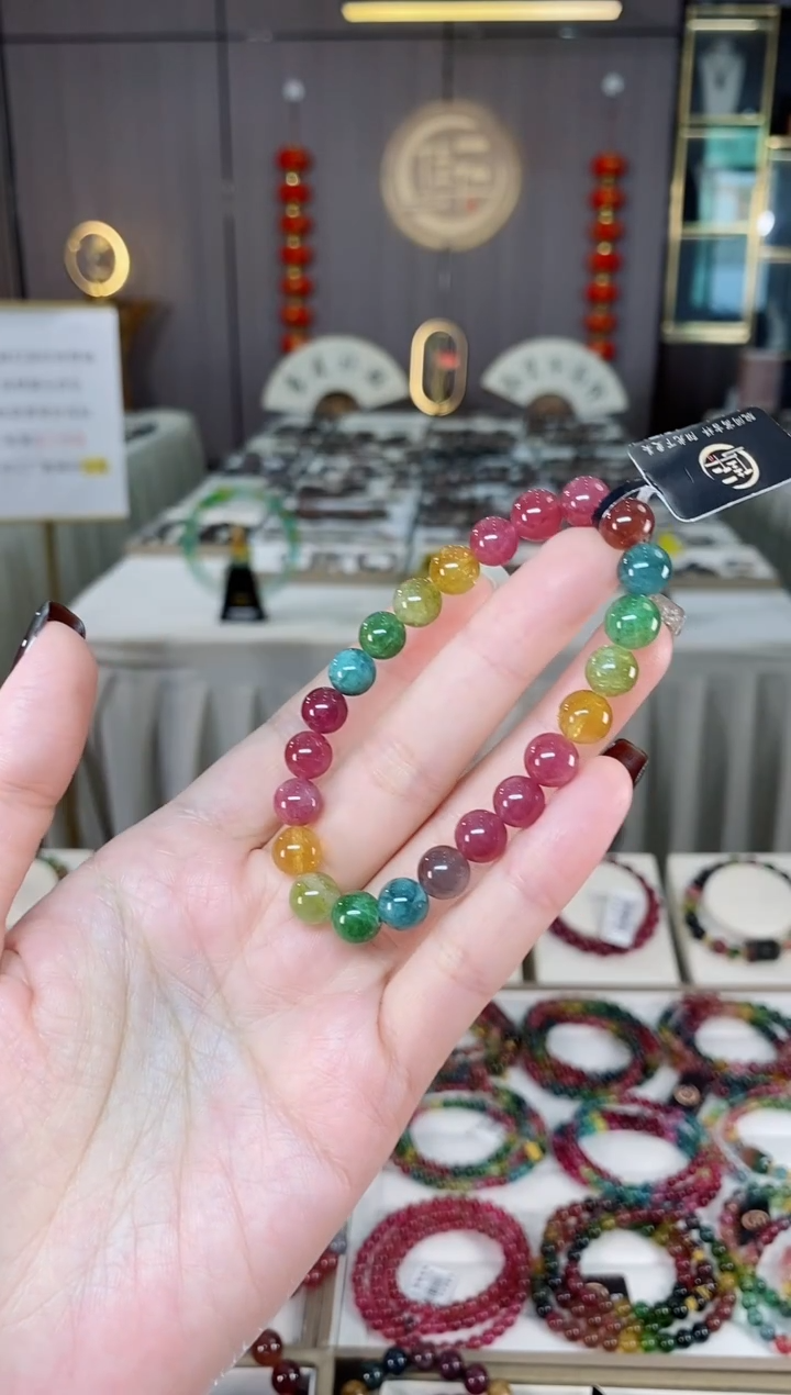 未镶嵌老矿碧玺单圈手串8mm+碧玺dan多样性发货一条