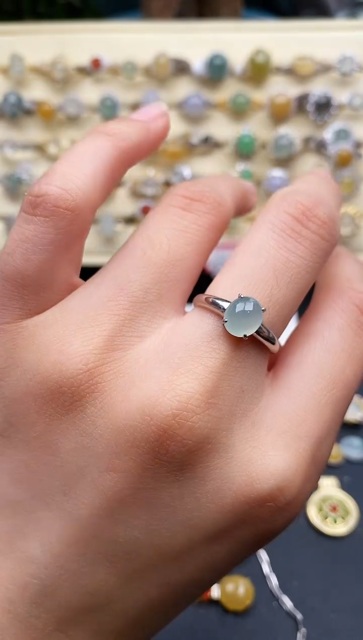 翡翠戒指银S925镶嵌11111111+6