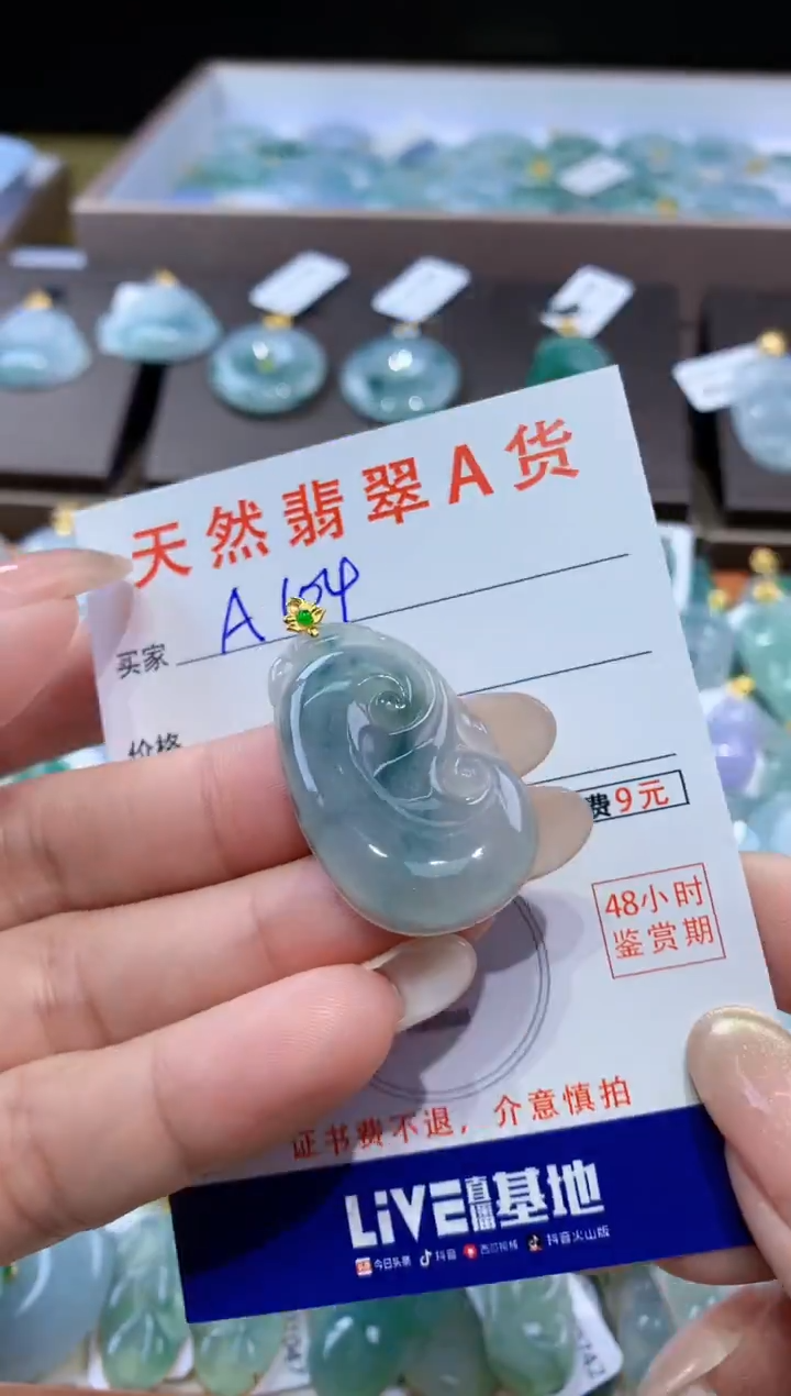 颈饰18K金镶嵌翡翠天然翡翠A货挂件