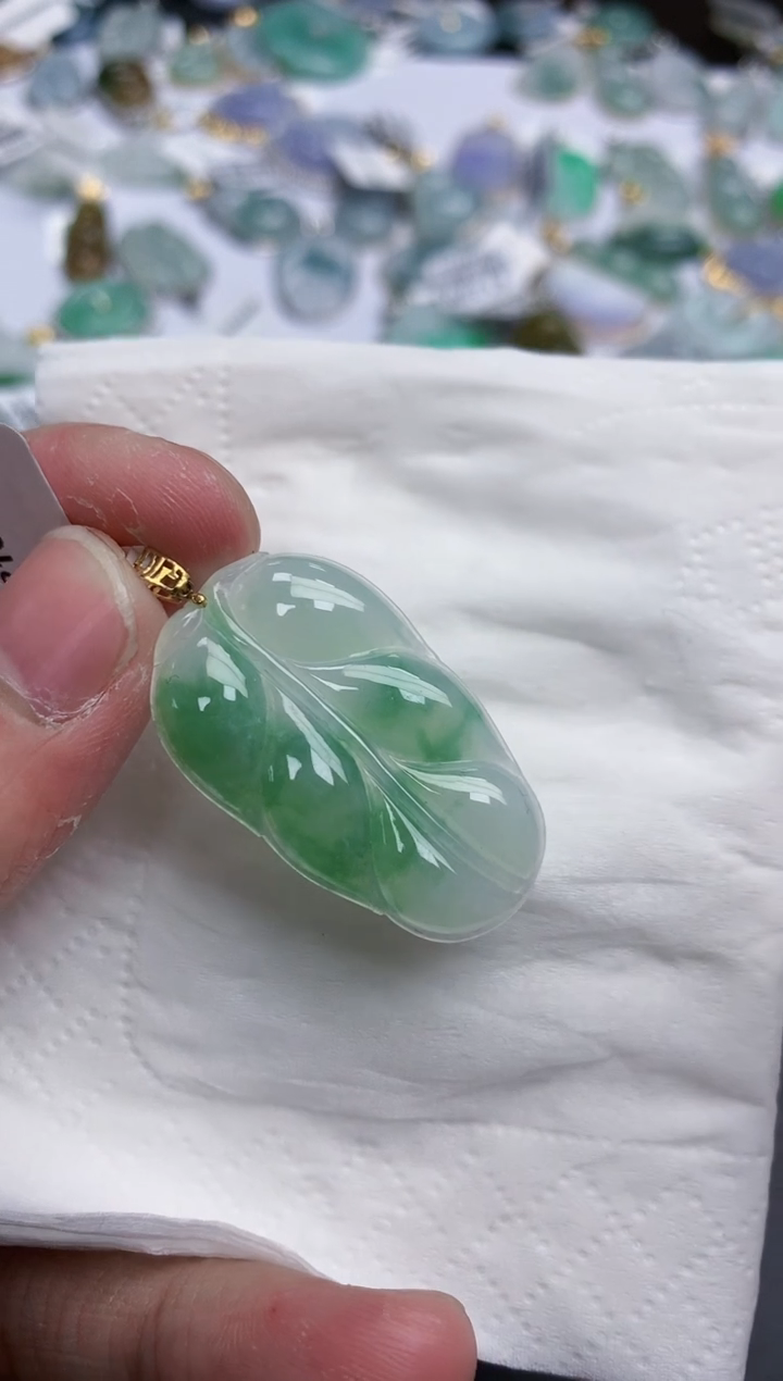 【闪购商品】翡翠颈饰18K金镶嵌天然缅甸翡翠A货