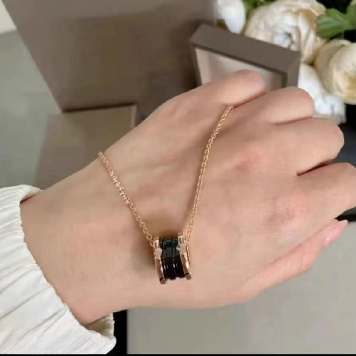  项链 #沐楠专享#003 黑陶瓷绳结微笑百搭项链时尚