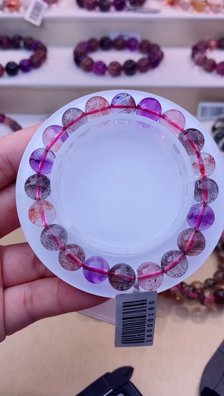 未镶嵌手链水晶黑加仑超七单圈9m+