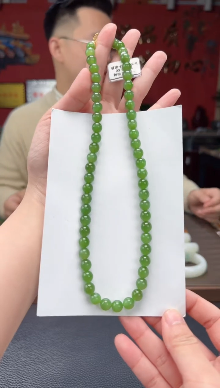 【闪购商品】和田玉颈饰未镶嵌碧玉果绿妈妈链卡8
