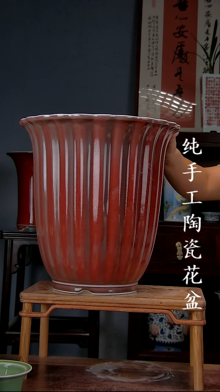 景德镇手工陶瓷花盆-口31高32
