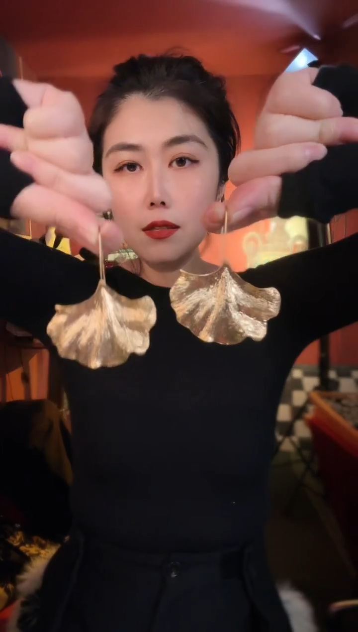 合金无合金无孤品不折腾系列素金做旧银杏叶耳针不退