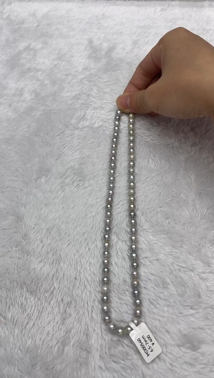 海水珍珠银S925镶嵌项链AK真多麻6.5-7mm（多样性发一）