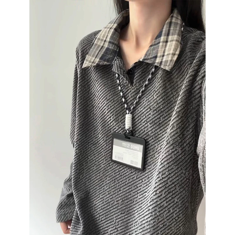 美式重磅雪尼尔长袖T恤男秋季小香风针织百搭打底衫大码宽松外套