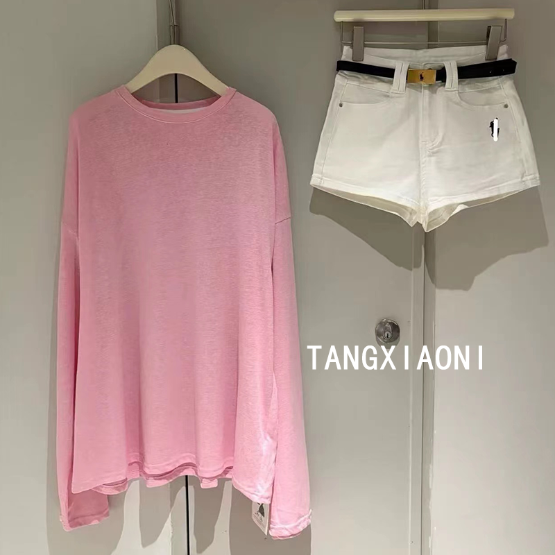 2店【慵懒粉】三色黑白粉大版针织上衣