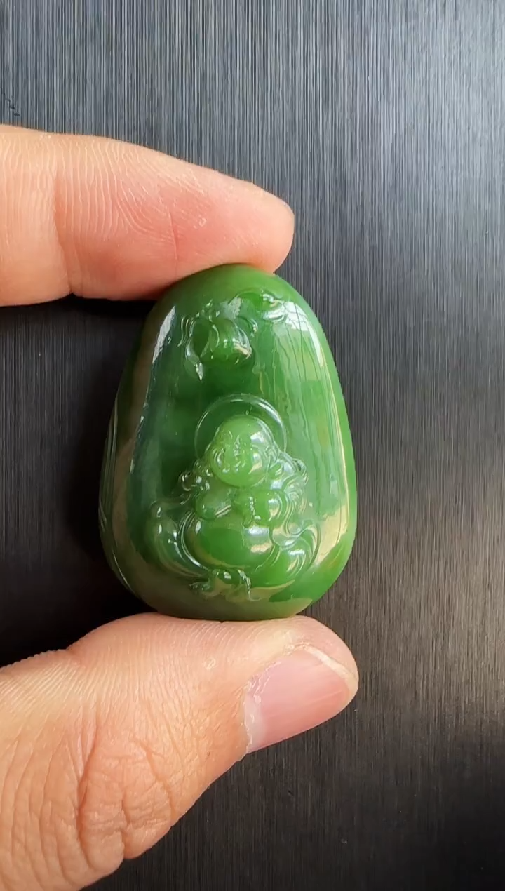 【闪购商品】和田玉（碧玉）吊坠未镶嵌花开见佛