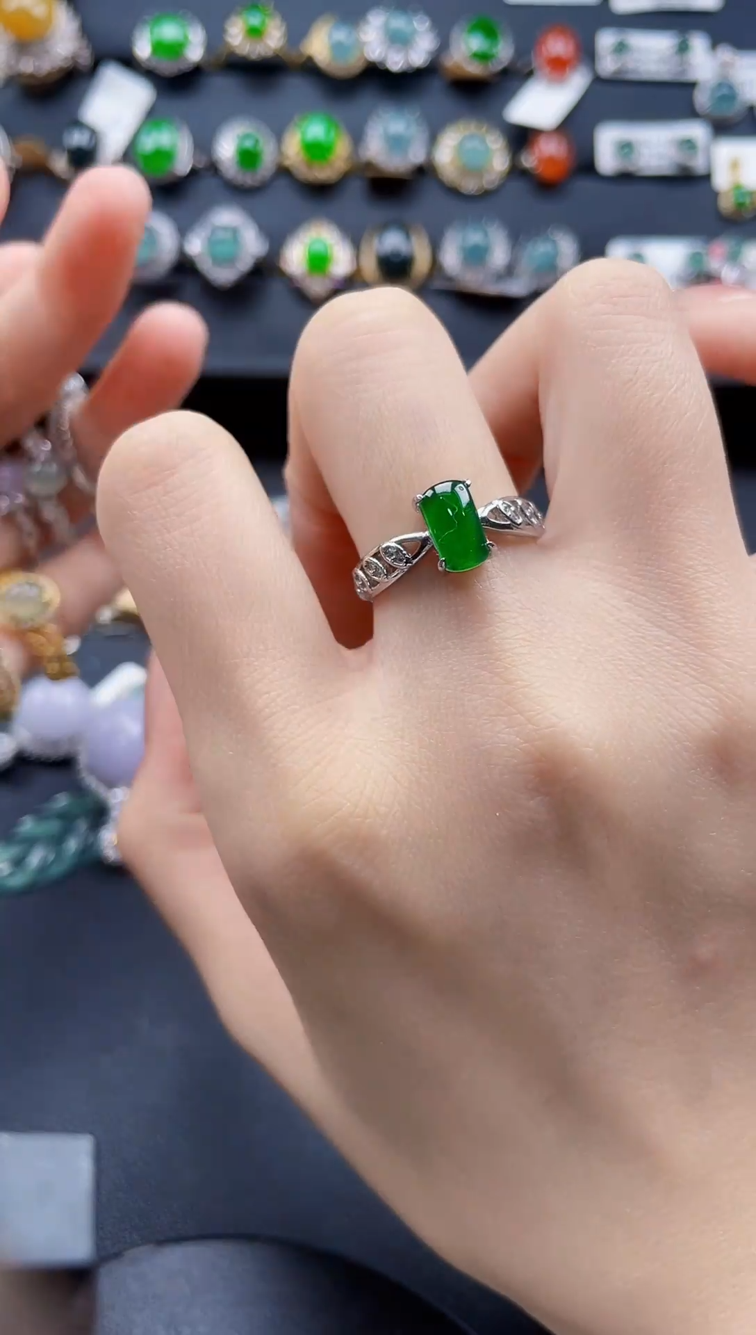 【闪购商品】翡翠戒指银S925镶嵌54675476