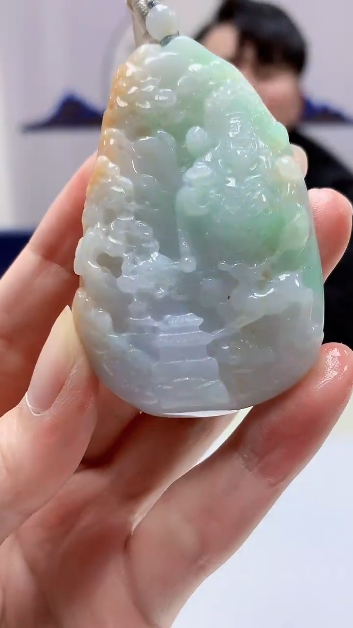 【闪购商品】定制翡翠未镶嵌5060zm-毛货挂件66财神