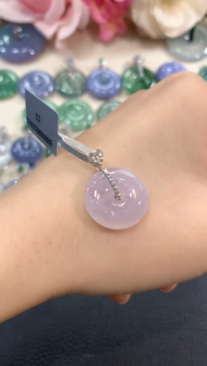 吊坠(不含链)18K金镶嵌翡翠冬日珠宝Q41紫货有色差