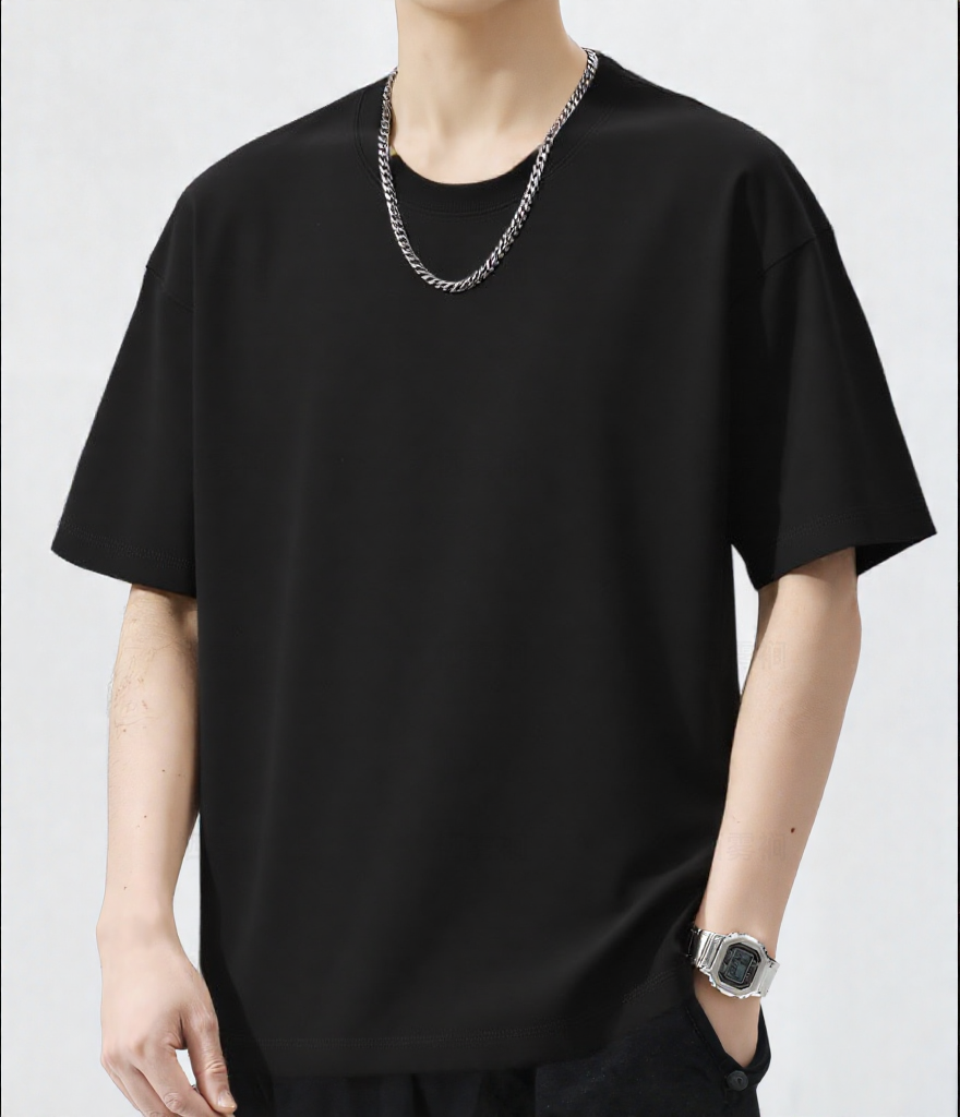 春夏新款纯白重磅舒适宽松夏季短袖t恤男女通用潮流日常棉质上衣