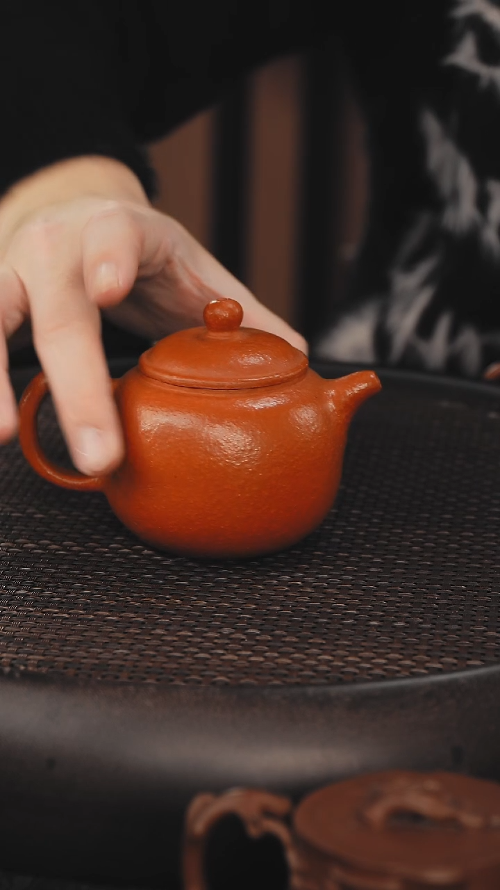 茶壶紫砂匏尊 鱼籽朱泥