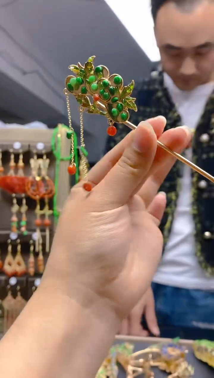 【闪购商品】翡翠耳饰合金0375翡翠发簪