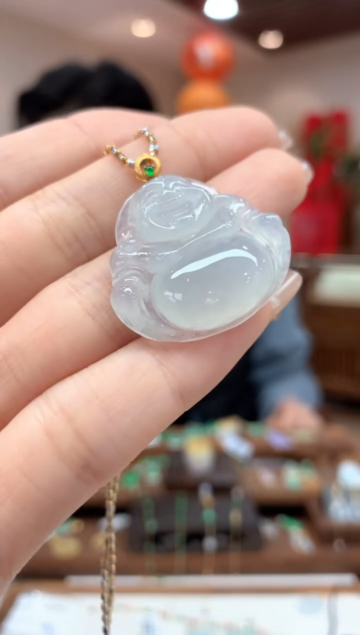 【闪购商品】翡翠吊坠(不含链)18K金镶嵌佛公