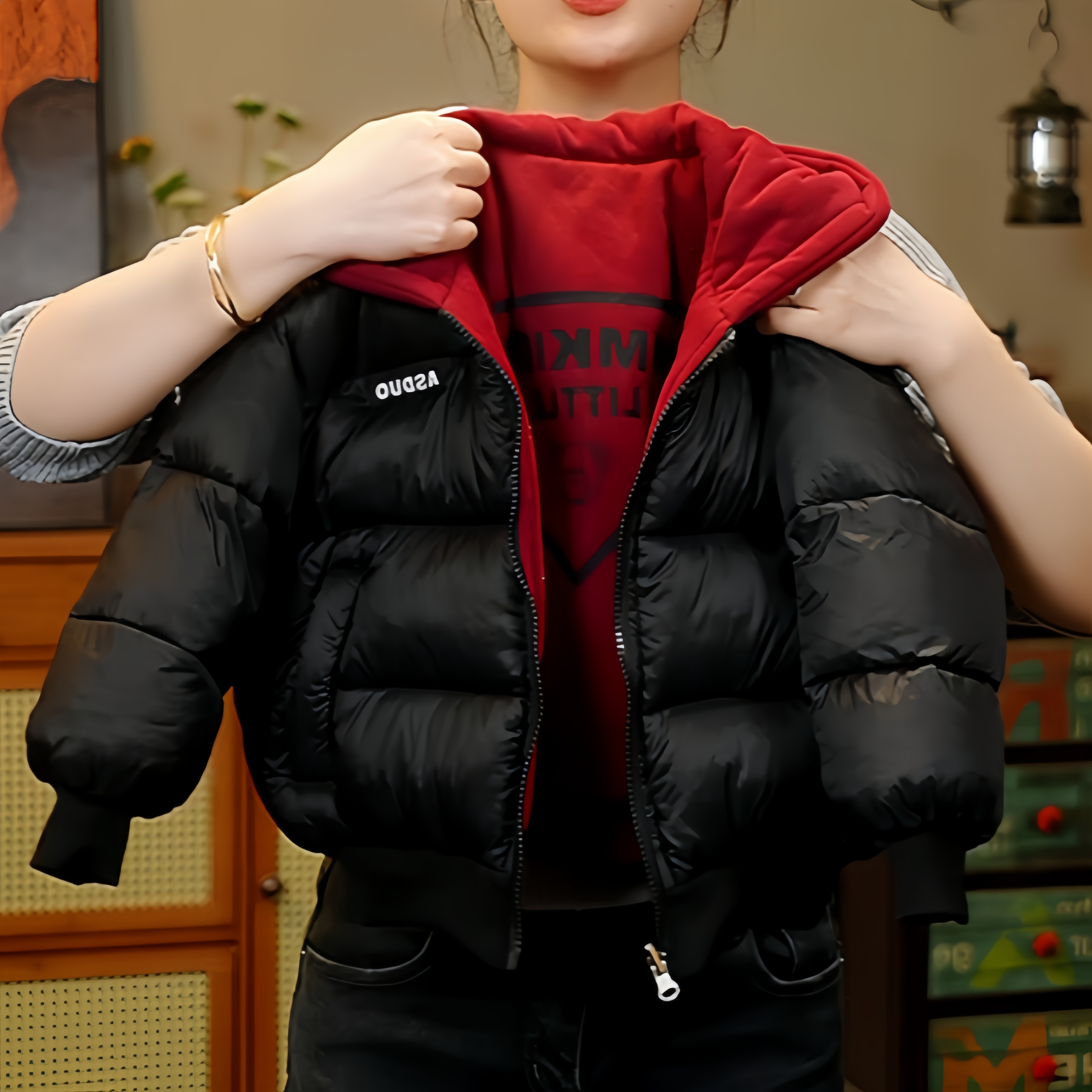 男童冬装棉服外套2025冬季新款女宝宝双面双穿加夹棉加厚连帽棉衣