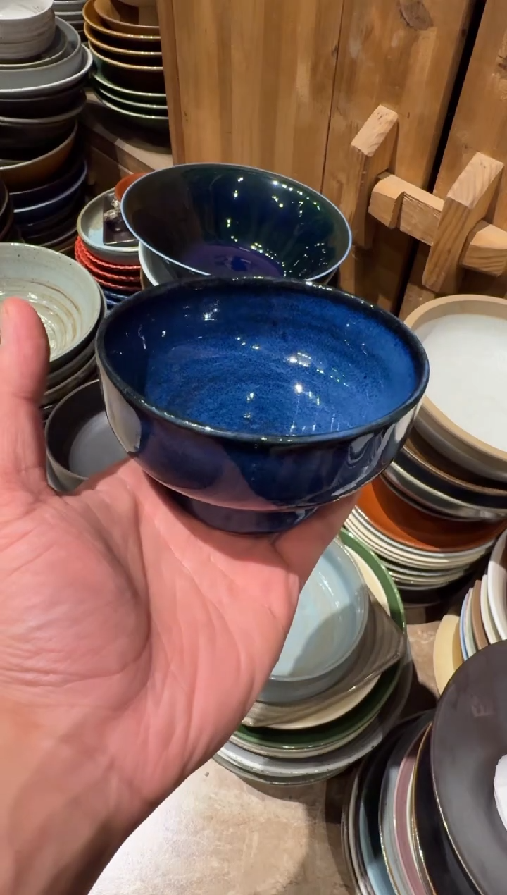 陶瓷4.5寸 季蓝高足碗福利款