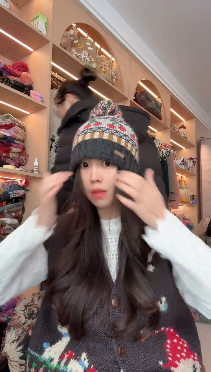 羊毛美利奴灰色樱桃帽