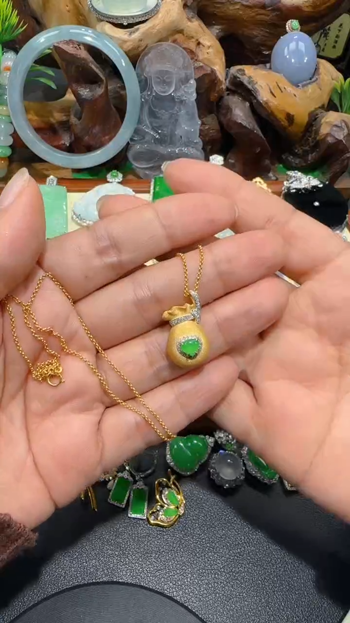 【闪购商品】翡翠套链18K金镶嵌套链