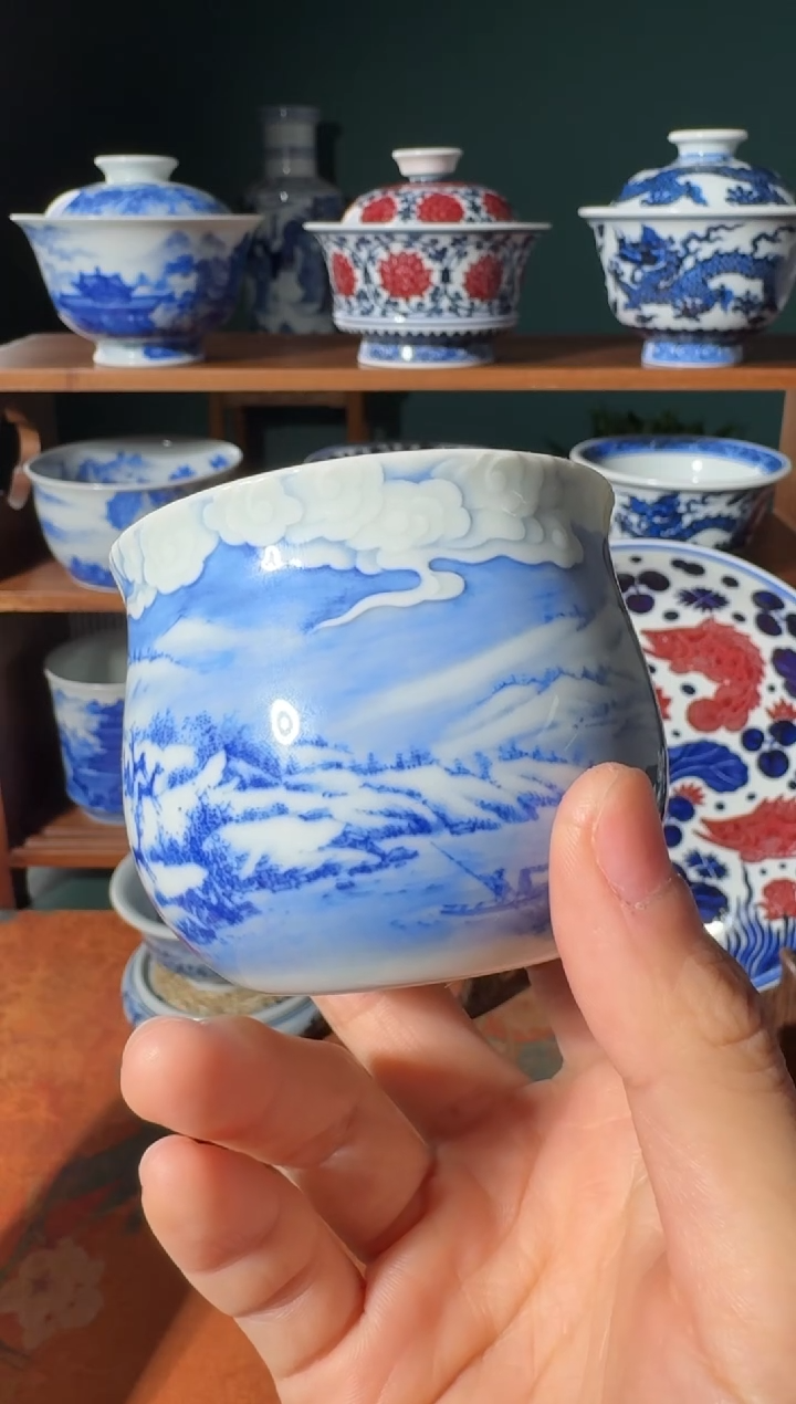 【闪购商品】杯云山片玉雕刻雪景福袋杯