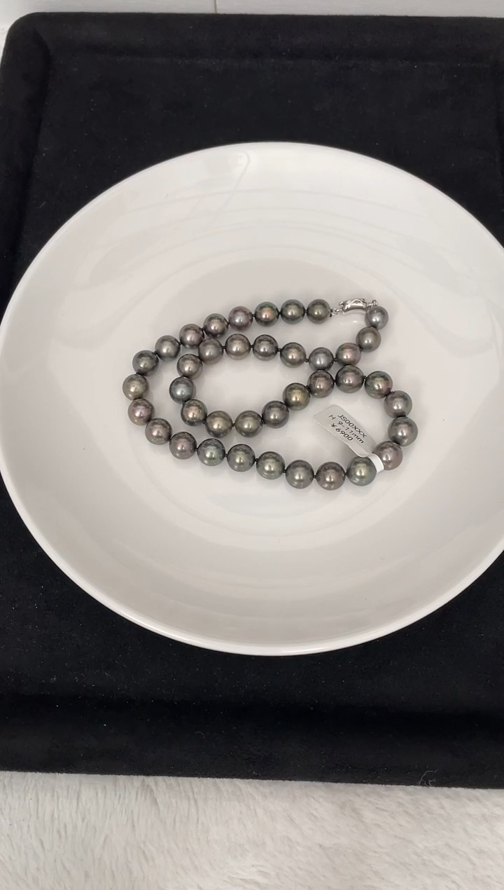 【闪购商品】海水珍珠项链银S925镶嵌大溪地9-11mm（多样性发一）