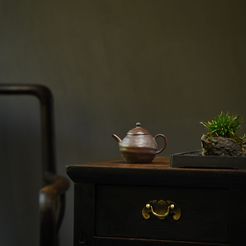 【利贞l友梨二式盘筑壶】九瀚制原矿老紫泥柴烧约120cc茶壶茶具