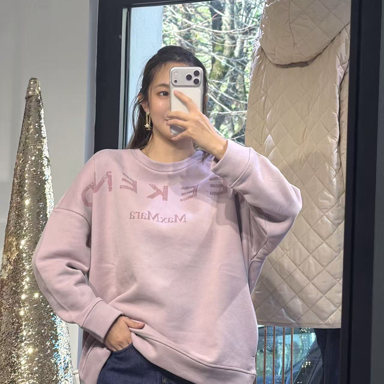 未使用 MaxMara 2025新款女装加绒 logo运动圆领卫衣WKDGOMMOSO