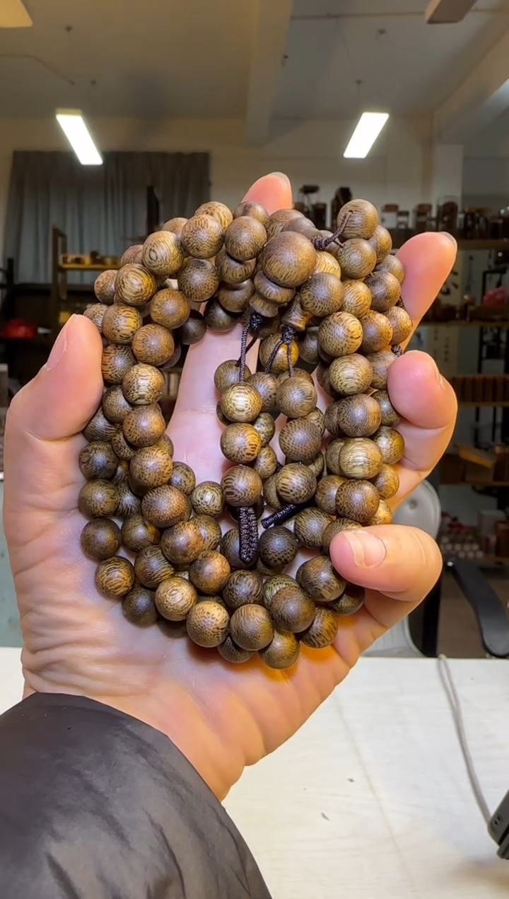 沉香手串99沉海南老白棋正圆珠双圈9mm14g+多样性发1