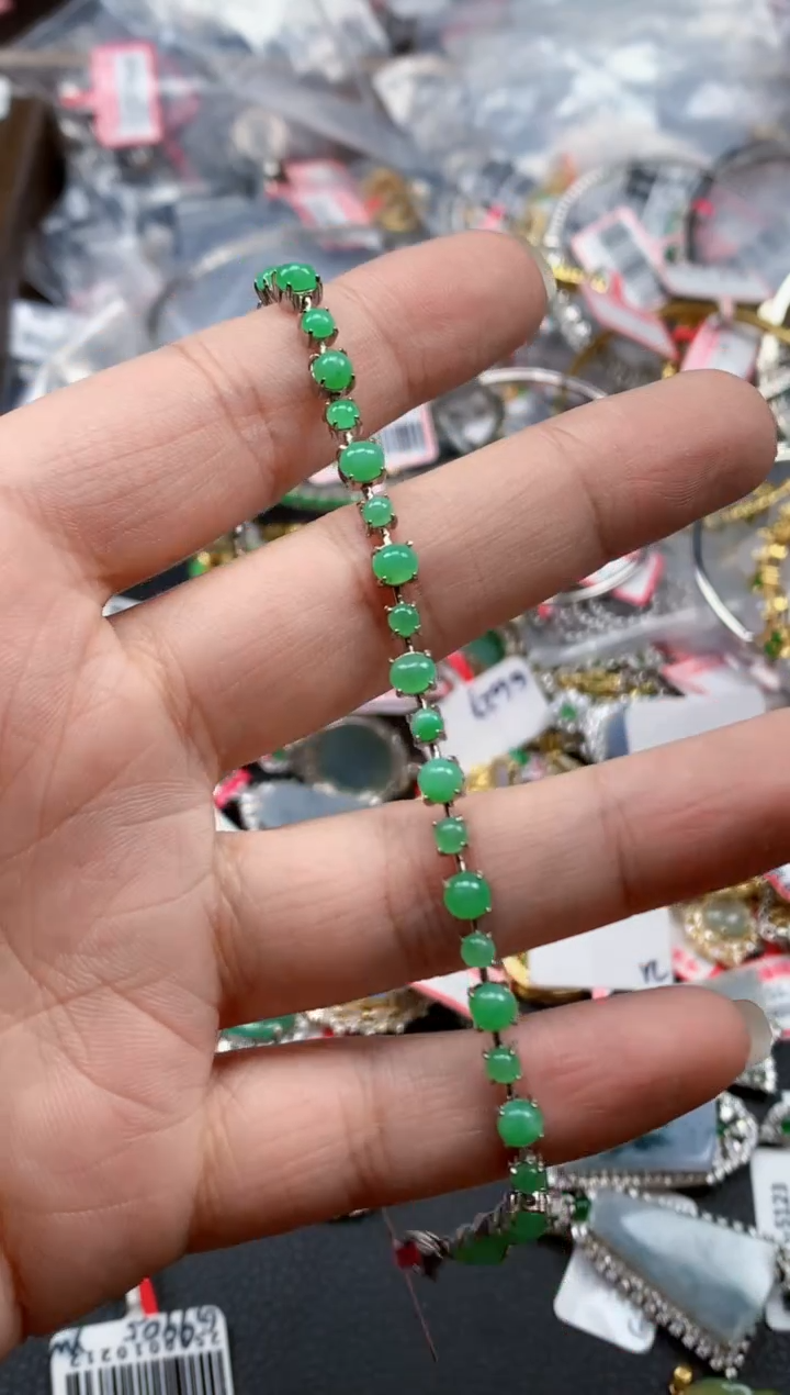 银S925镶嵌戒指翡翠天然A货缅甸翡翠