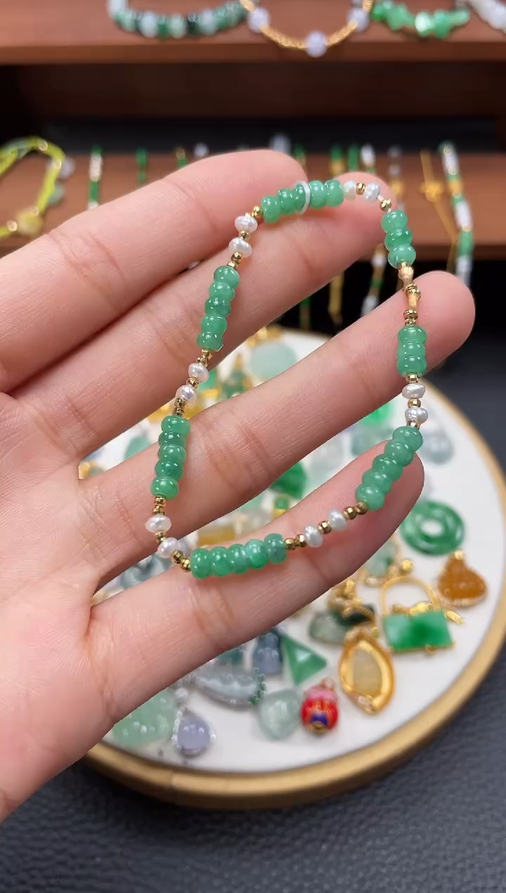 【闪购商品】翡翠套链18K金镶嵌一个   JK513