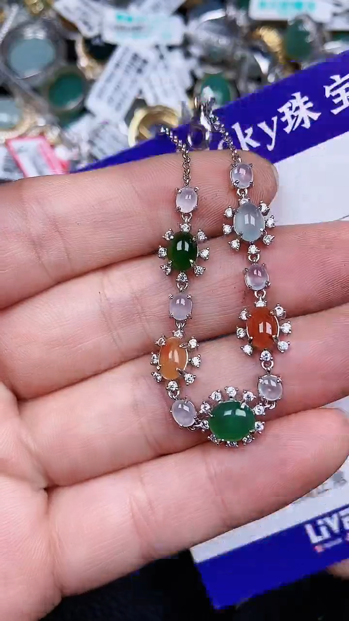 颈饰银S925镶嵌翡翠2192