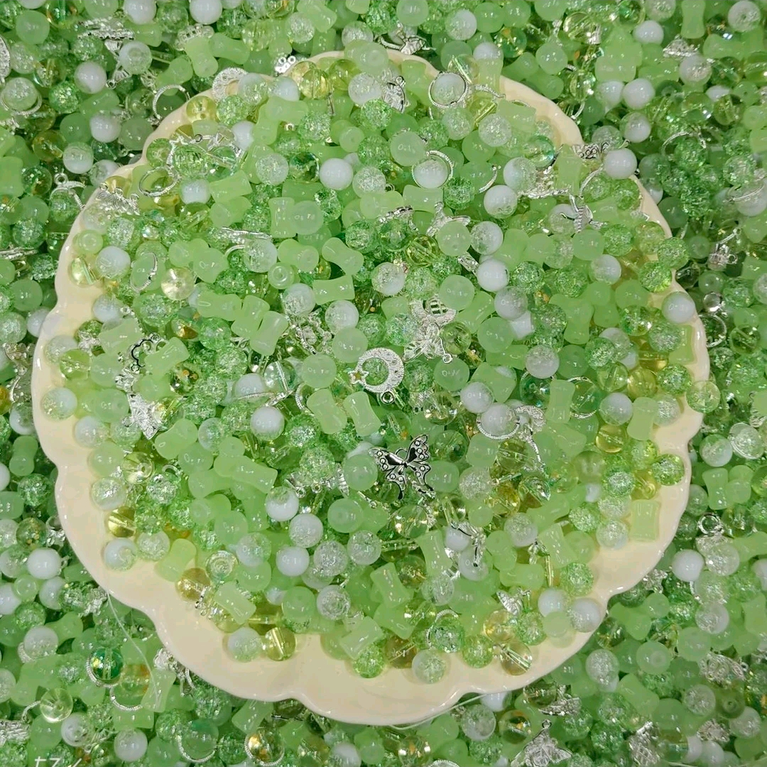 【绿色系】饰品DIY精选琉璃珠混款爆花玉碎透珠时尚气质百搭挖挖乐