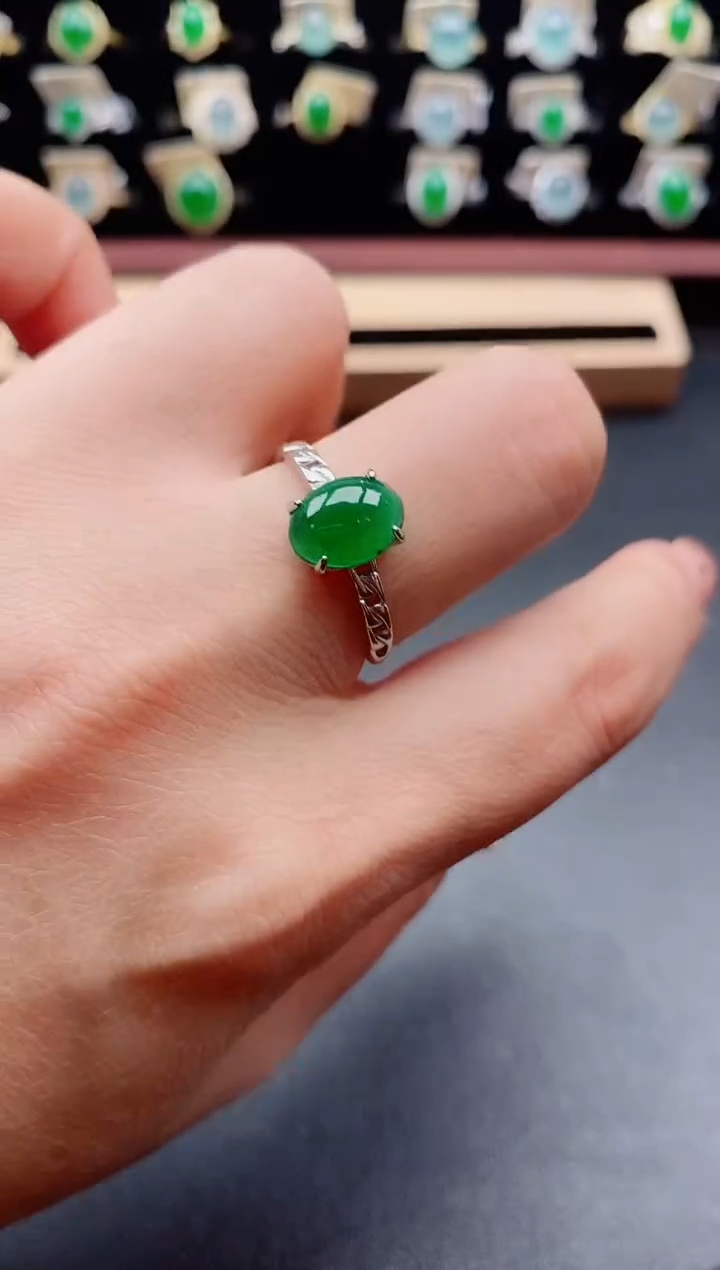 银S925镶嵌戒指翡翠1