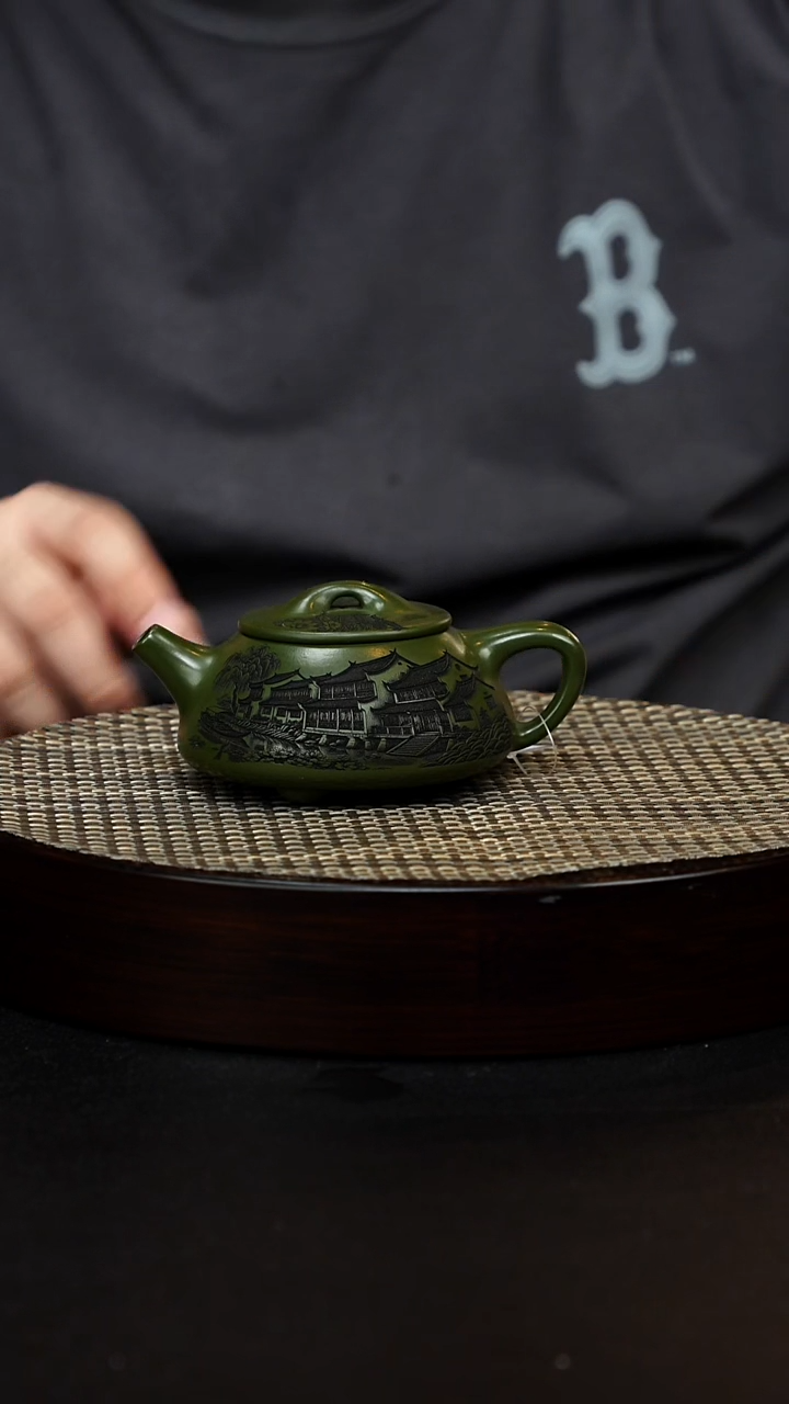 茶壶紫砂宜兴原矿纯手工紫砂 景洲石瓢 景洲墨绿泥