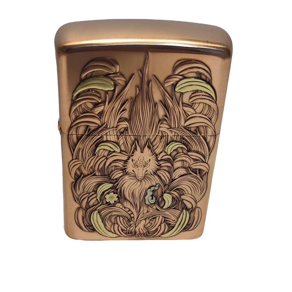 ZIPPO打火机纯紫铜套壳九尾狐原装正品蝎子作品送男朋友领导礼物