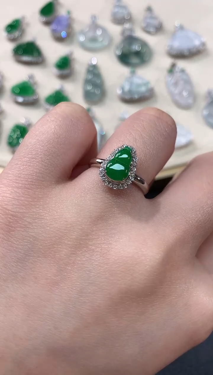 【闪购商品】翡翠戒指18K金镶嵌A509|5999